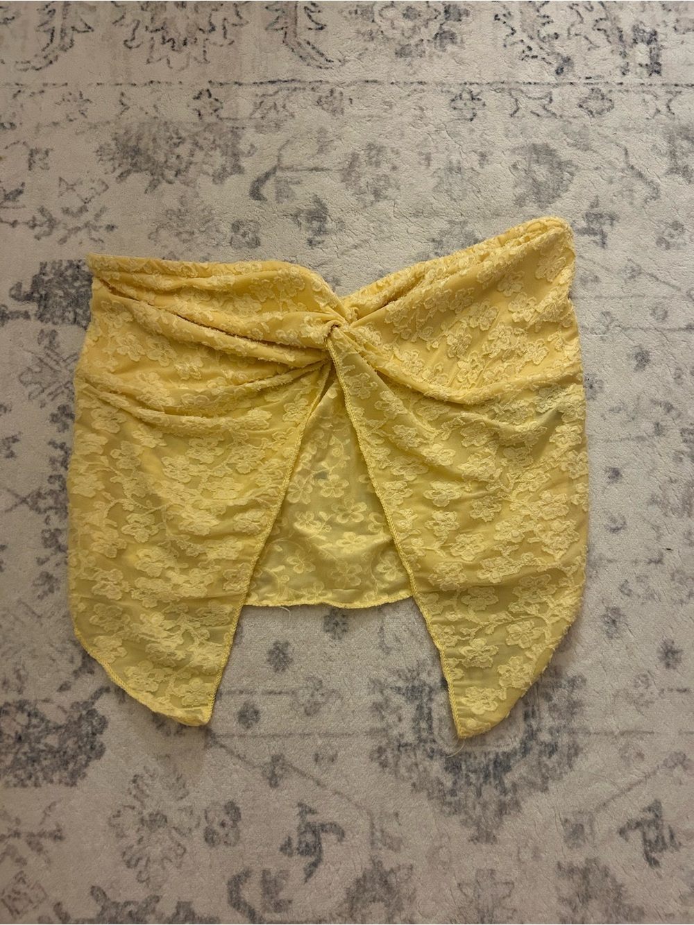 Yellow Lace Twist Front Bandeau Top